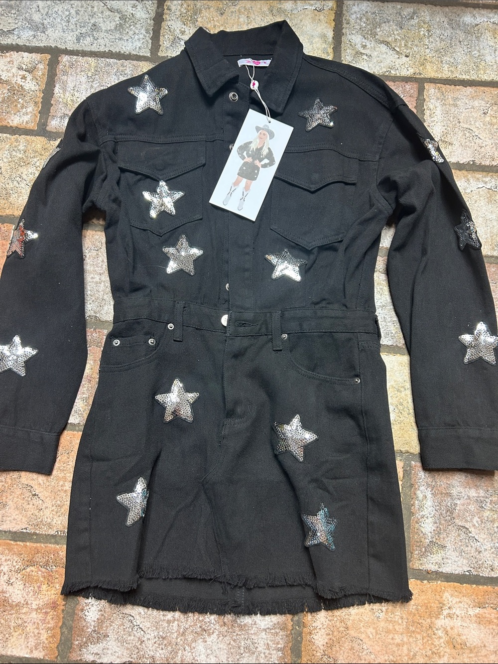 Buddy Love Black Mini Dress with Silver Sequin Stars